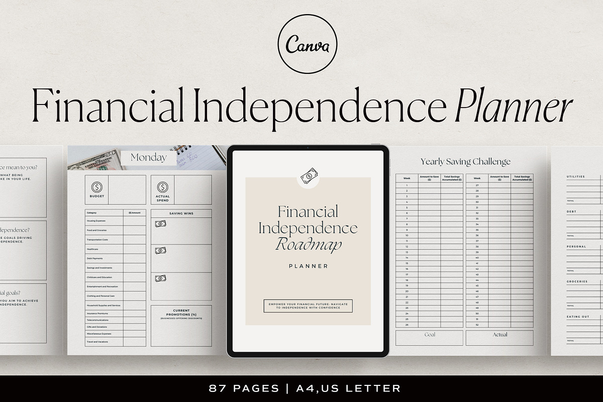 Financial Independence Planner Canva, a Presentation Template by HelloKarla (Photo 1 of 9)