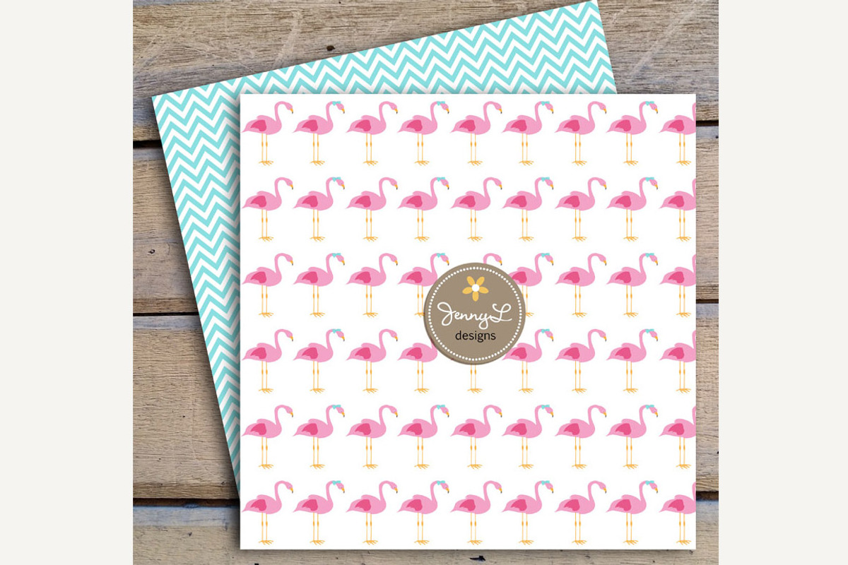 Pink Flamingo Digital Paper, a Pattern Graphic by JennyL Designs (Photo 3 of 4)