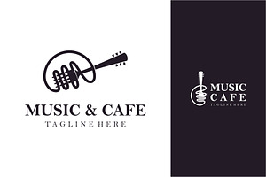 Cafe music logo. music band logo, a Branding & Logo Template by jundio studio