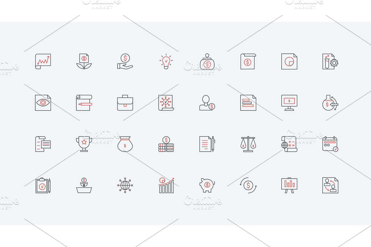 Financial analytics finance icons, a Finance Illustration by Lemberg Vector