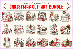 Hand Drawn Christmas Clipart Bundle, a Seasonal Illustration by Ink Gallery