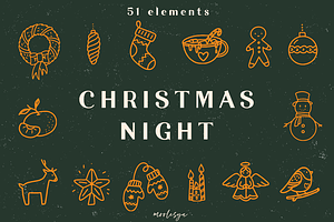 Christmas Night • Vector icons set