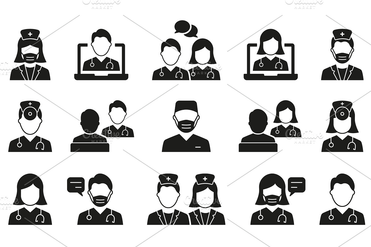 Doctors Silhouette Icon Set, a Healthcare Illustration by Vector Creator