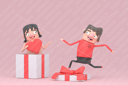 Cute boy running to his girlfriend.