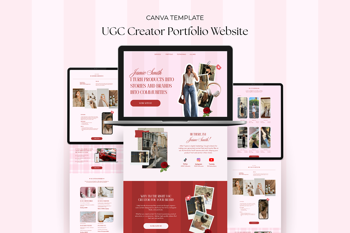 UGC Portfolio Canva Website Template, a Landing Page Template by GlamWebDesigns (Photo 1 of 8)