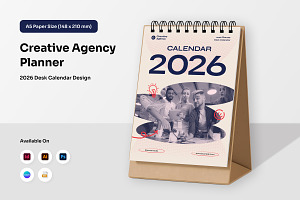 Modern Agency Desk Calendar 2026, a Stationery Template by twinstd