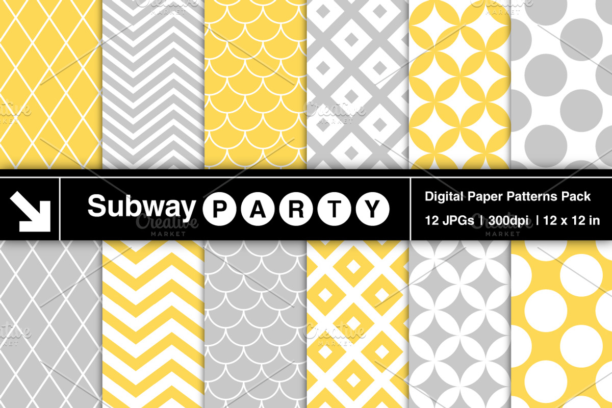 Gray Yellow Retro Geometric Papers
