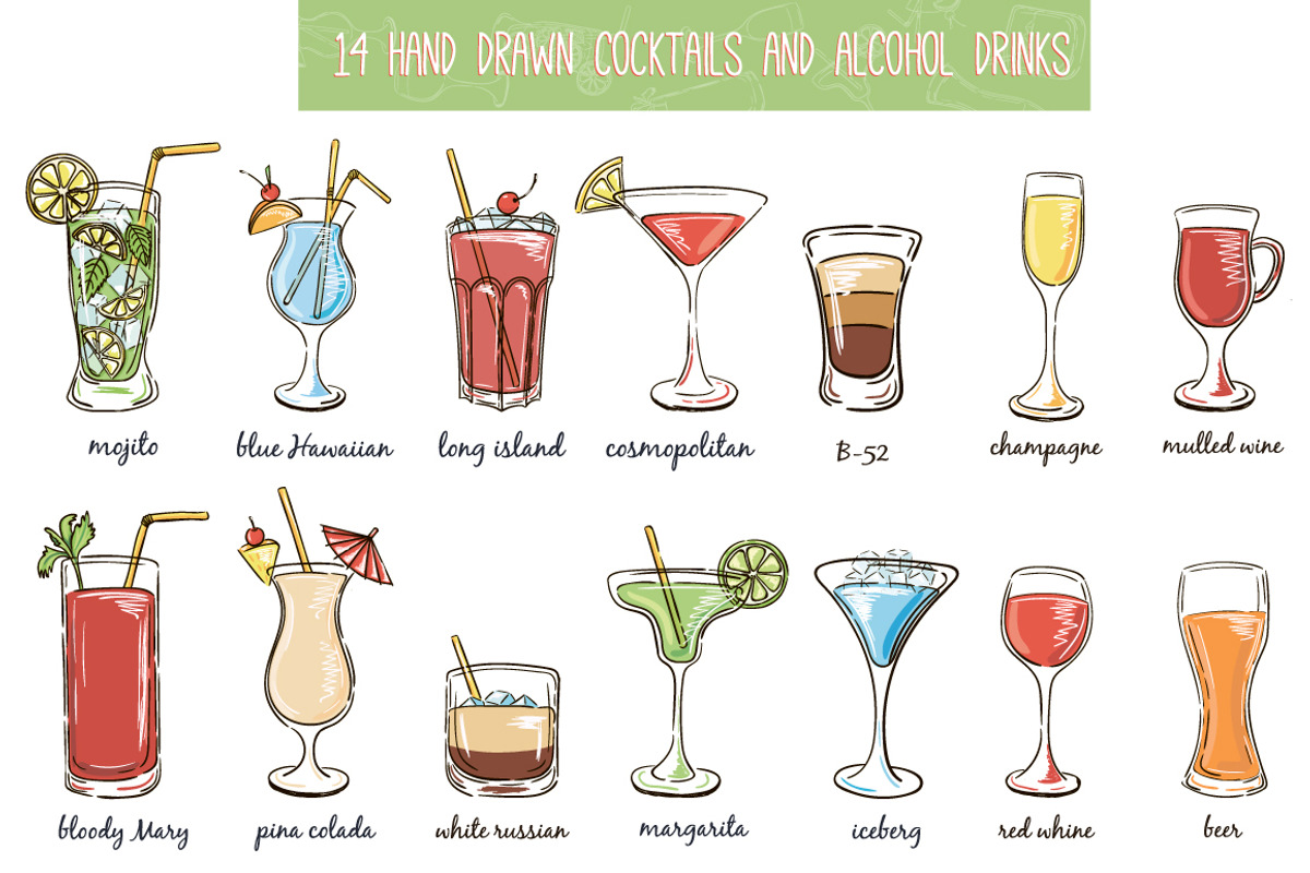Classic Cocktails, Alcohol Drinks, a Food Illustration by Tatti Graphic Studio (Photo 2 of 4)