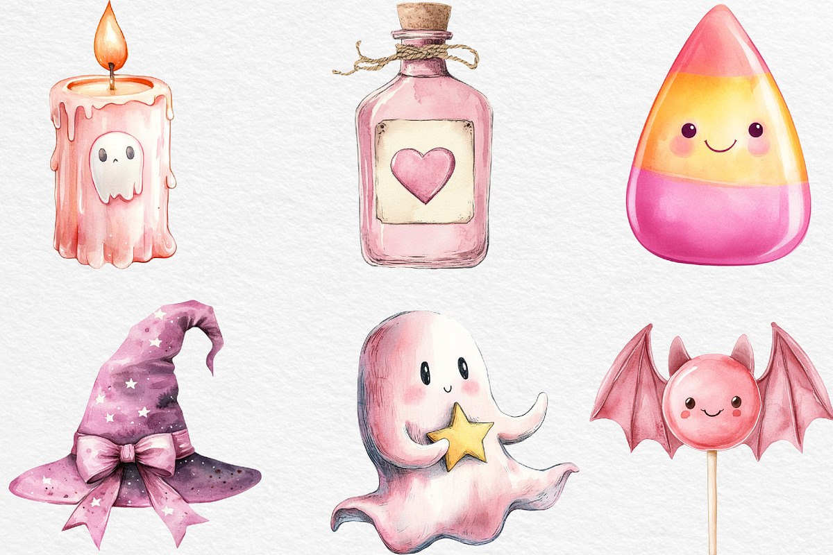 Pink Halloween Clipart, an Illustration by Black Bird Studio (Photo 4 of 6)