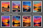 Sunset Landscape Illustration, a Decorative Illustration by Housui Patterns (Thumbnail 5 of 9)