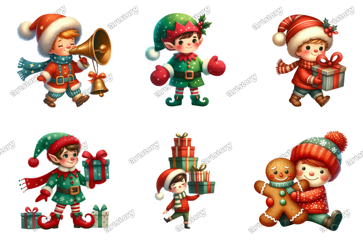 Quirky Christmas Boys Clipart, an Illustration by designcity5 (Photo 2 of 5)