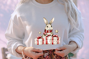 Whimsical Christmas Bunny Clipart, an Illustration by designcity5 (Thumbnail 4 of 5)