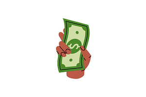 A hand holding a green dollar. Money, a Finance Illustration by GraphiShop