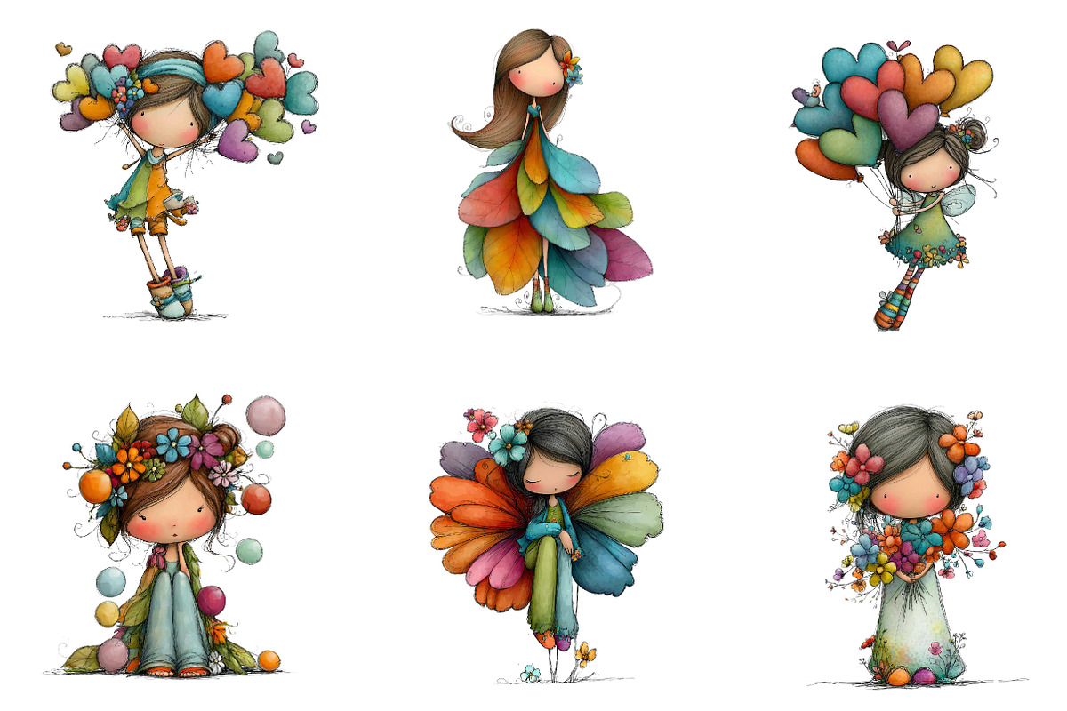 Whimsical Spring Fairy Clipart, an Illustration by CreationArt (Photo 6 of 7)
