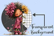 Summer Funny Sunflower Girls Clipart, a Seasonal Illustration by Canvas Craft (Thumbnail 2 of 7)
