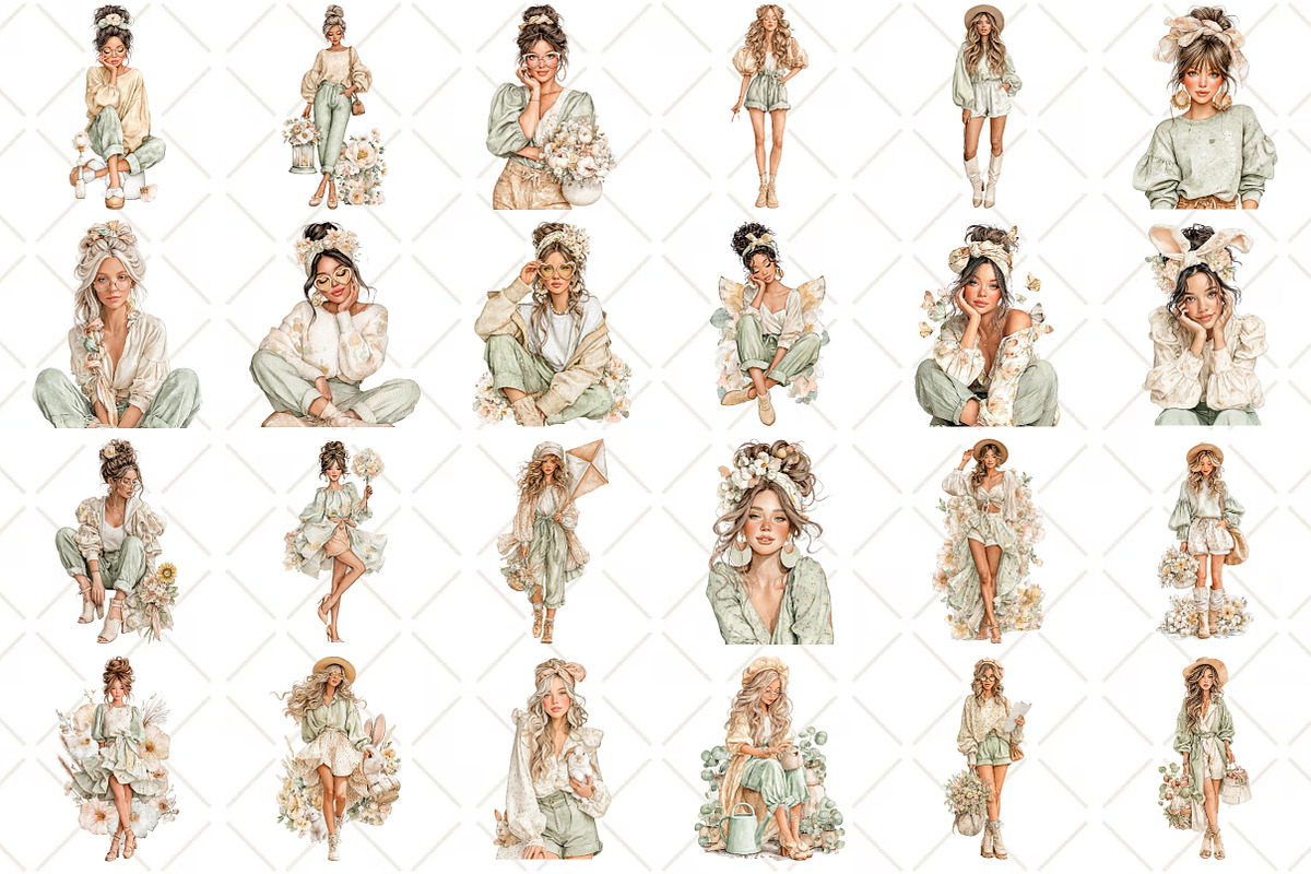 Whimsical Spring Girl Clipart, an Illustration by Black Bird Studio (Photo 5 of 5)