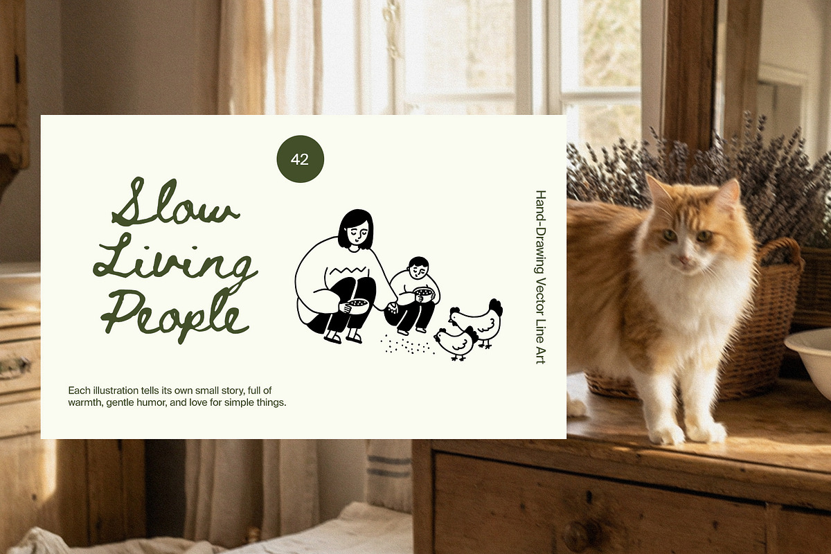 Slow Living People: Vector Line Art, a Person Illustration by divanovskaya_nv (Photo 12 of 12)
