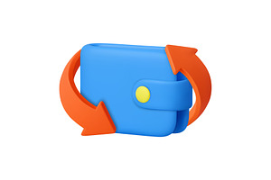 3D Wallet with Circular Arrows., a Finance Illustration by ModVector