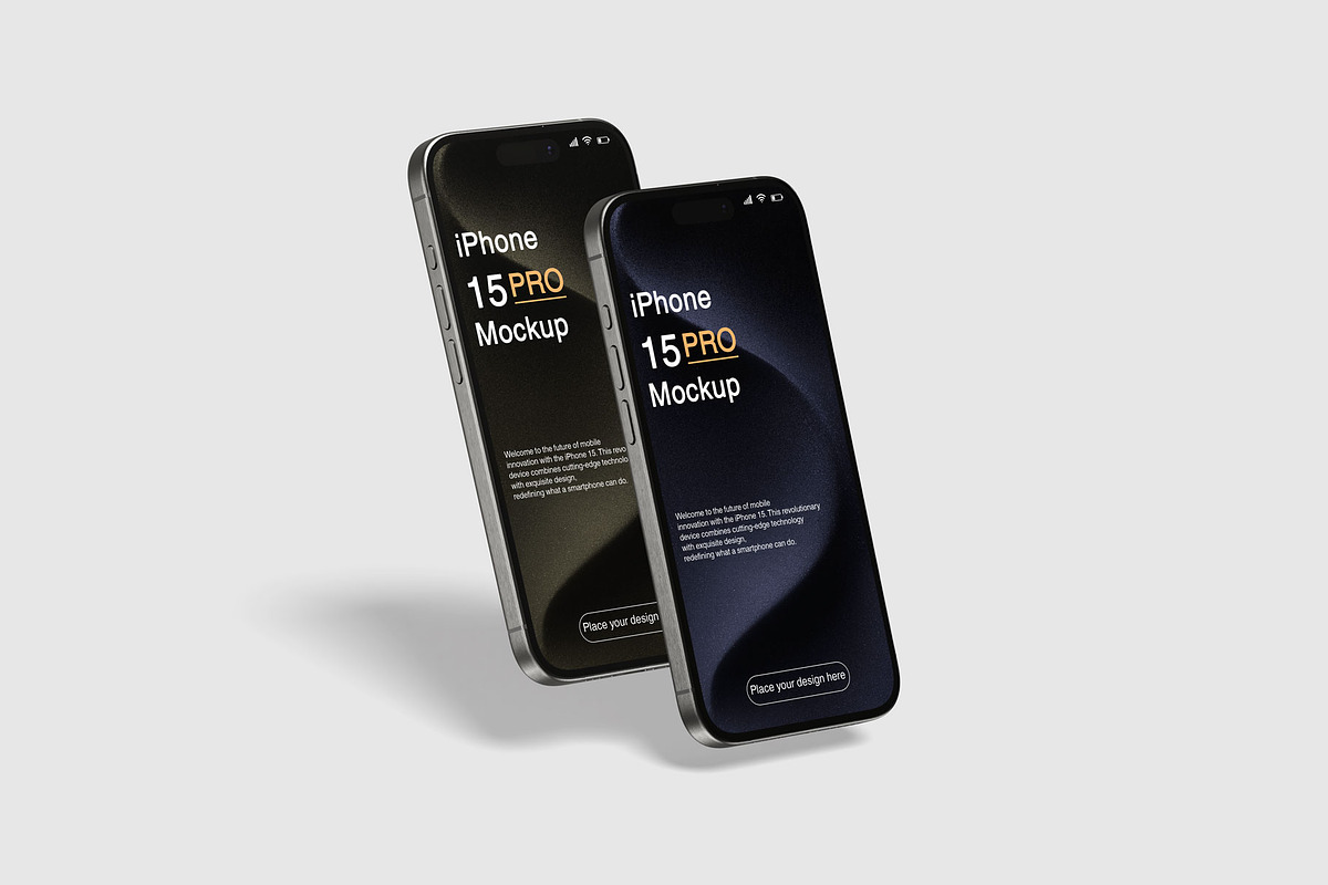 iPhone 15 Pro Mockup, an iPhone Mockup by Jestdio (Photo 12 of 14)