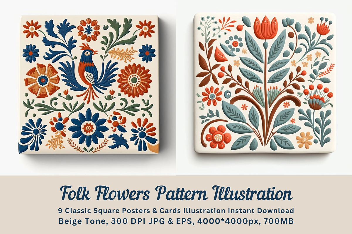 9 Folk Flower Pattern Illustration, a Decorative Illustration by ARTOZEN DIGITAL (Photo 1 of 11)