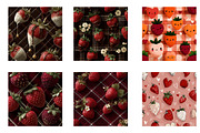 Valentines Strwberry Digital Papers, an Illustration by Designworld (Thumbnail 3 of 4)