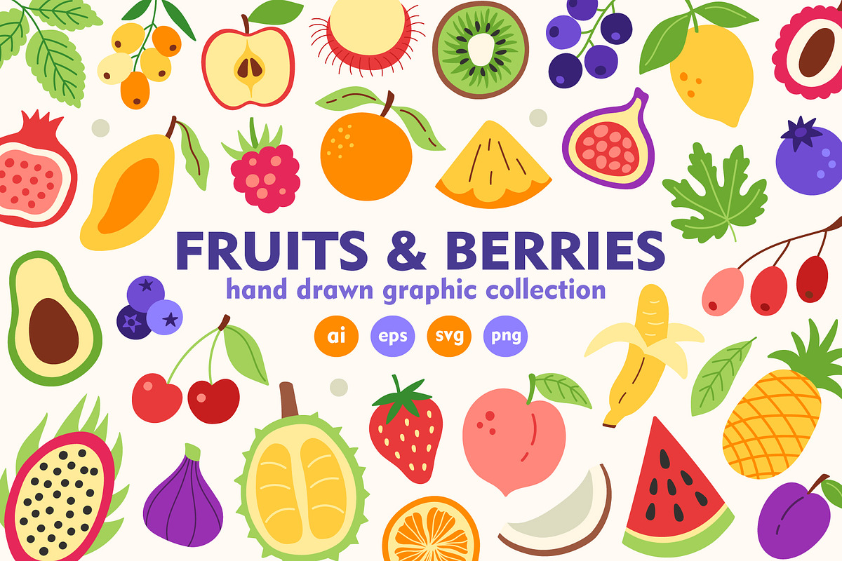 Fruits Clipart and Patterns +SVG, a Graphic by Katrinelly (Photo 1 of 9)
