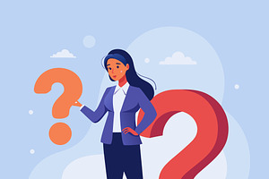 Woman holding question mark, a Person Illustration by SouravDesign