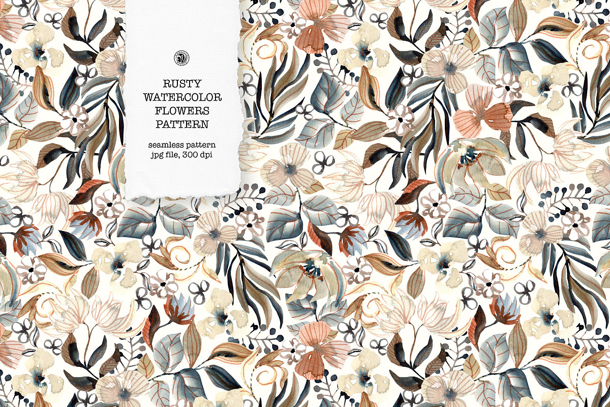 Rusty Watercolor Floral Wallpaper, a Wallpaper Graphic by Webvilla Studio