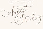 August Sterling Beauty Calligraphy, a Script Font by Storytype Studio (Thumbnail 1 of 15)