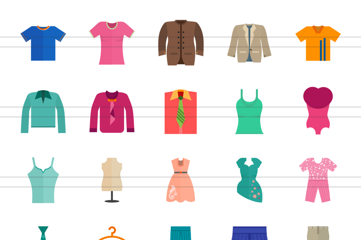 50 Clothes & Fashion Flat Multicolor preview 2