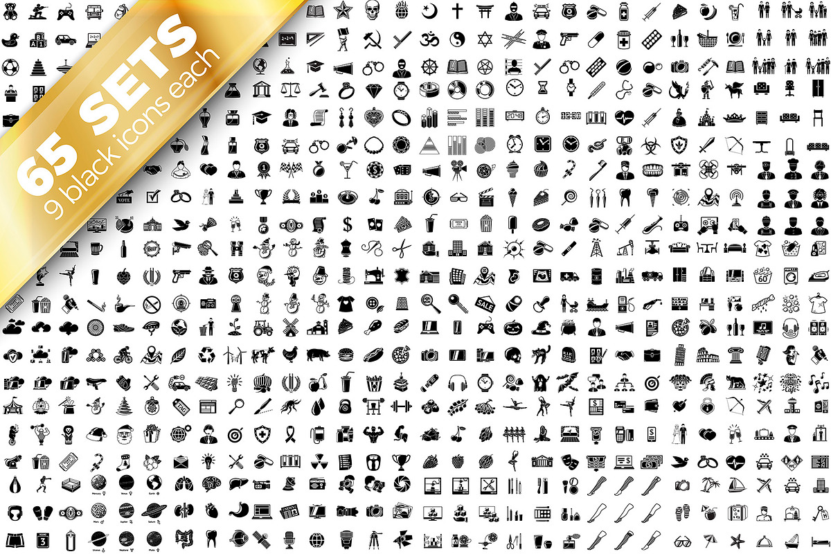 Mega Black Icons Pack - EPS, PNG, an Icon by Tashal (Photo 2 of 8)