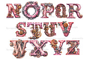 Pink Steampunk Alphabet, a Decorative Illustration by GlamArtZhanna (Thumbnail 4 of 6)