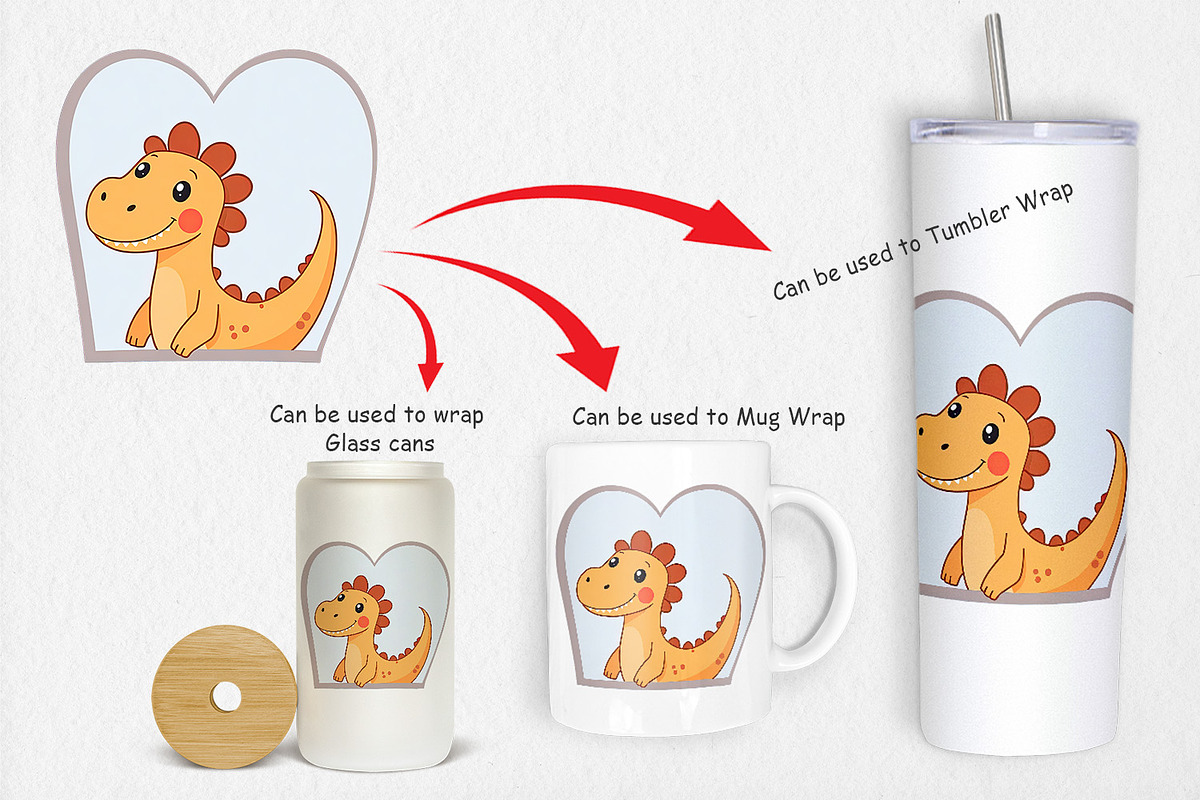 Clipart Heart Dinosaur, a Graphic by Artnoy (Photo 4 of 5)