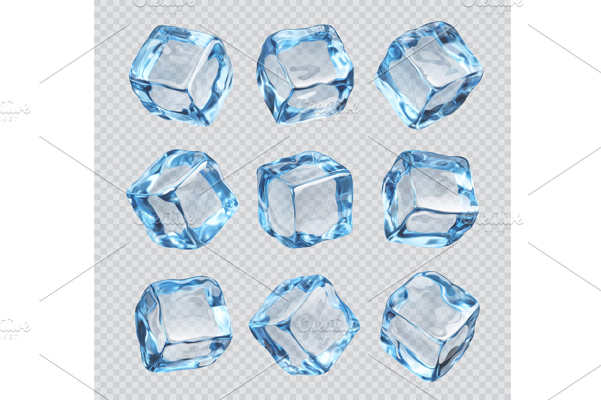 Realistic ice cubes, crystal blocks, a Food Illustration by Vector Tradition