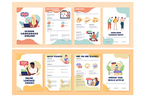 Learn languages vector brochures, a Brochure Template by IMG visuals characters