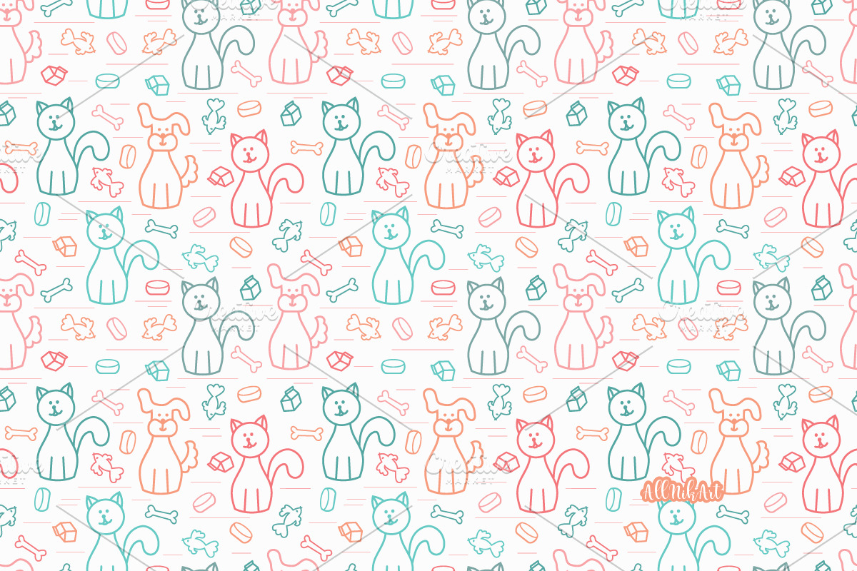 Dogs and Cats Pattern, a Pattern Graphic by AllNikArt (Photo 3 of 4)