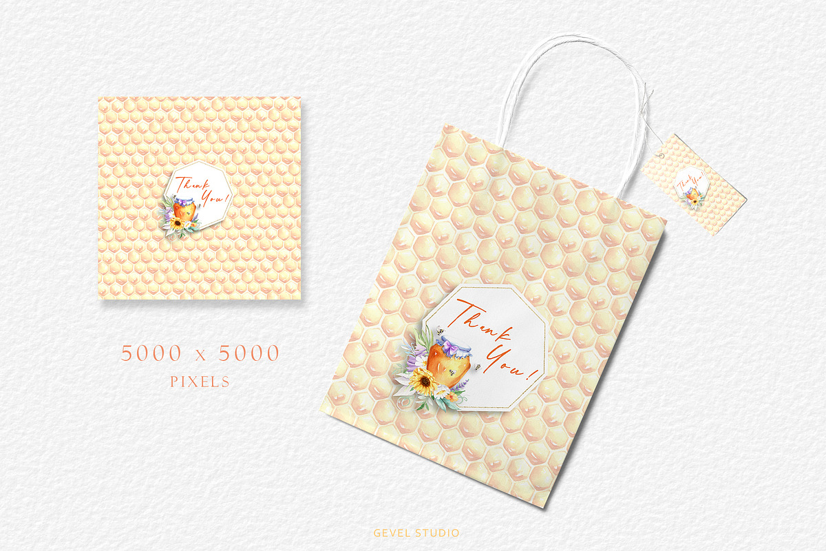 Honey Bee and Wild Flowers clipart, an Illustration by GevelStudio (Photo 10 of 12)
