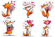 Quirky Valentine Fox Clipart, an Illustration by CreationArt (Thumbnail 3 of 7)