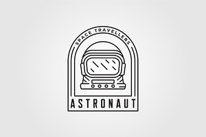 Astronaut Head Label Patch Logo