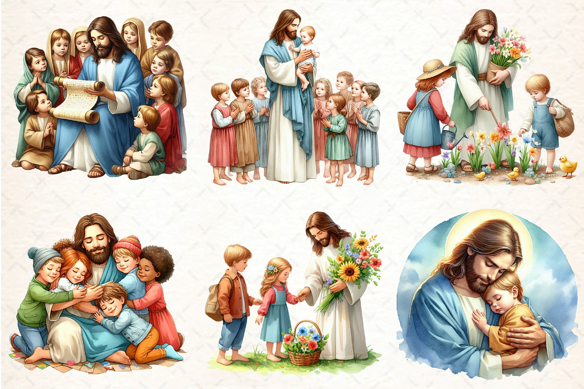 Jesus with Kids Clipart, an Illustration by DreamCafeArt (Photo 3 of 3)
