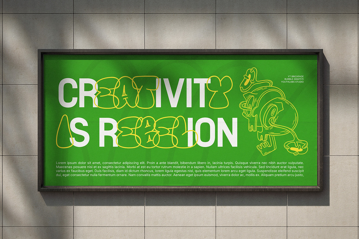 YT Brickfade - Bubble Graffiti Font, a Handwritten Font by Youthlabs Studio (Photo 9 of 15)