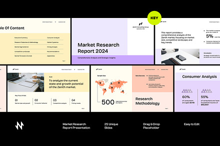 Market Research Report Deck Keynote, a Presentation Template by Neermana