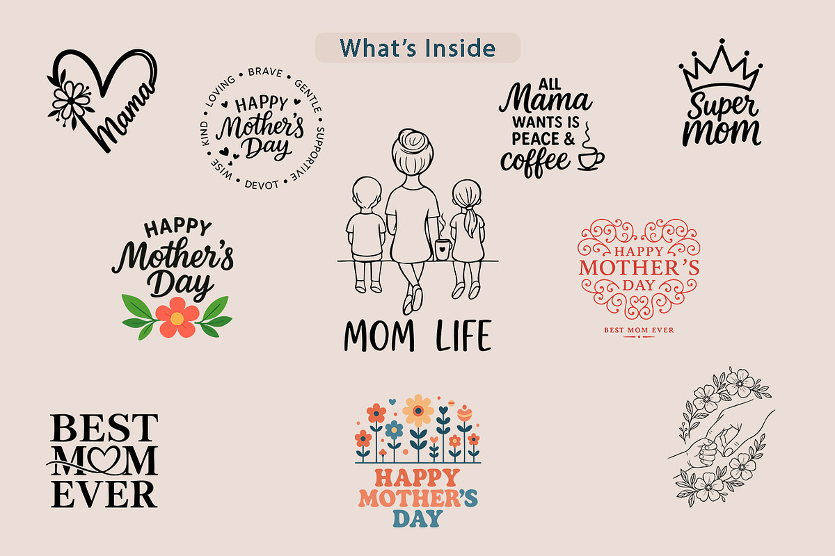 Mother’s Day Bundle – 10 designs, a Seasonal Illustration by MuzaArtStudio (Photo 3 of 8)