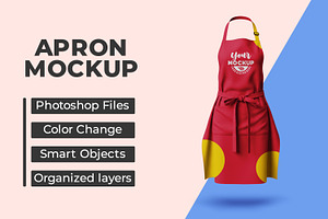 Red bib apron mockup, a Mask Mockup by Viswal Studio