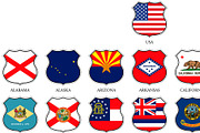 Shields with the flags of the USA, an Education Illustration by frizio (Thumbnail 10 of 10)