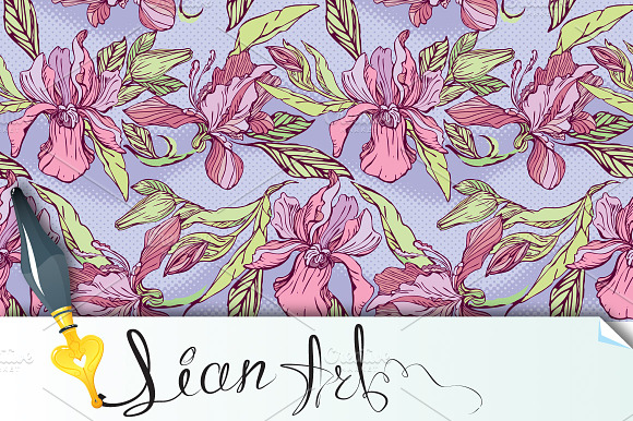 Flower Seamless Pattern With Orchids