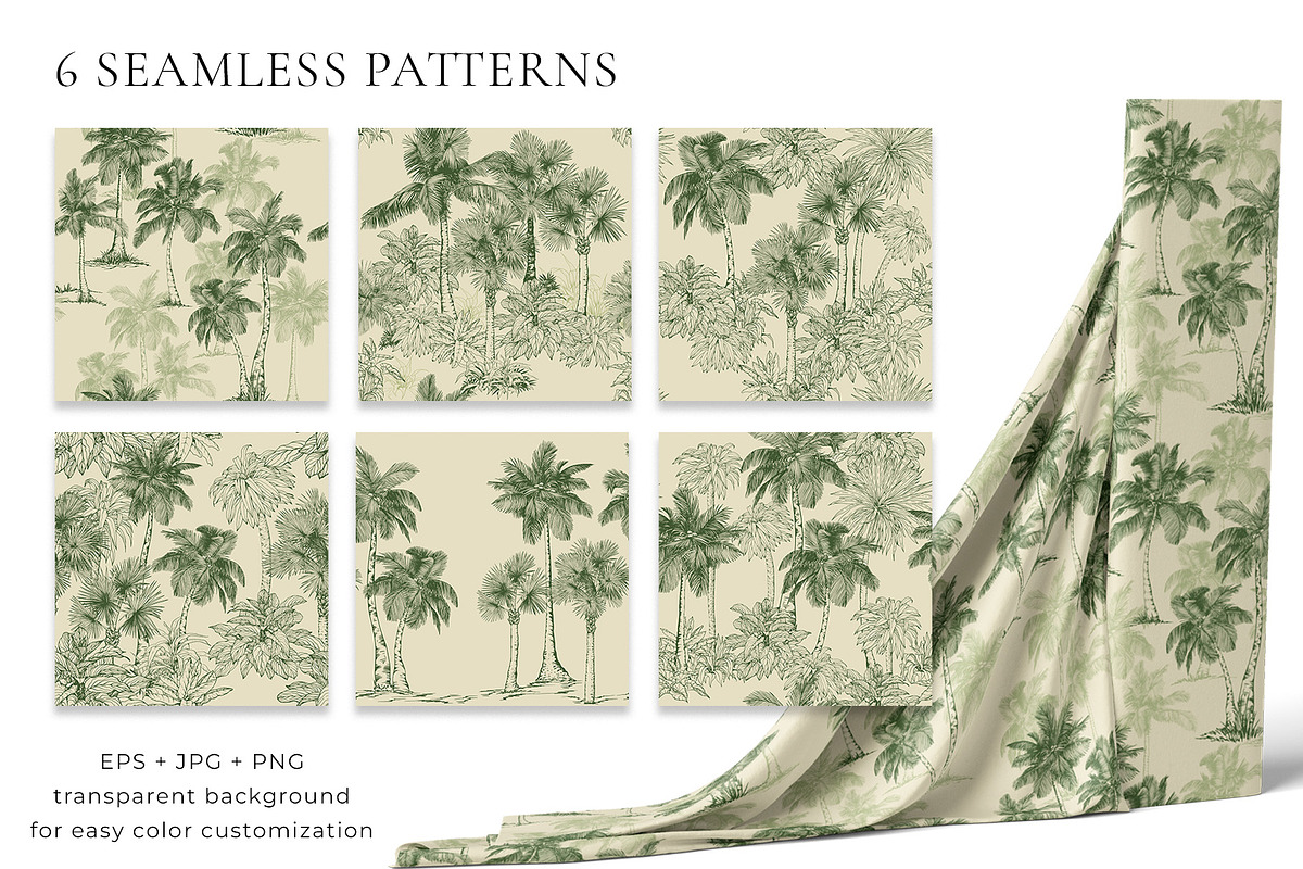 Green Palm Patterns Tropical Forest, a Decorative Illustration by Jeanna Draw (Photo 6 of 14)