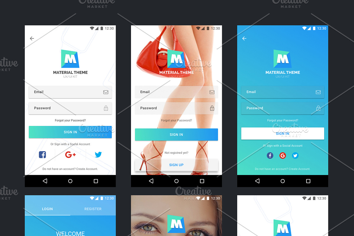 Material Theme UX/UI Kit, an UI Kit Template by App for Mobile & Website (Photo 2 of 9)