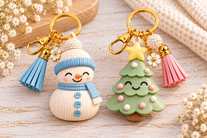 Snowman Christmas Tree Keychain STL, an Object 3D Model by Layerology
