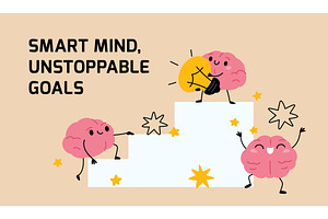 Brain characters poster. Cartoon, an Education Illustration by YummyBuum